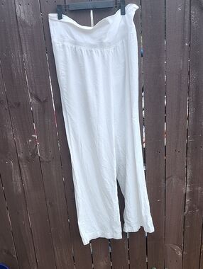 Old Navy Cream Wide-Leg Linen-Blend Pants